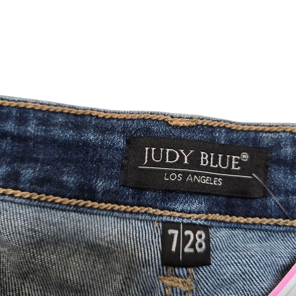 Judy Blue‎ Distressed Boyfriend Jeans Size 7/28 Medium Wash Ripped Denim - Picture 4 of 7